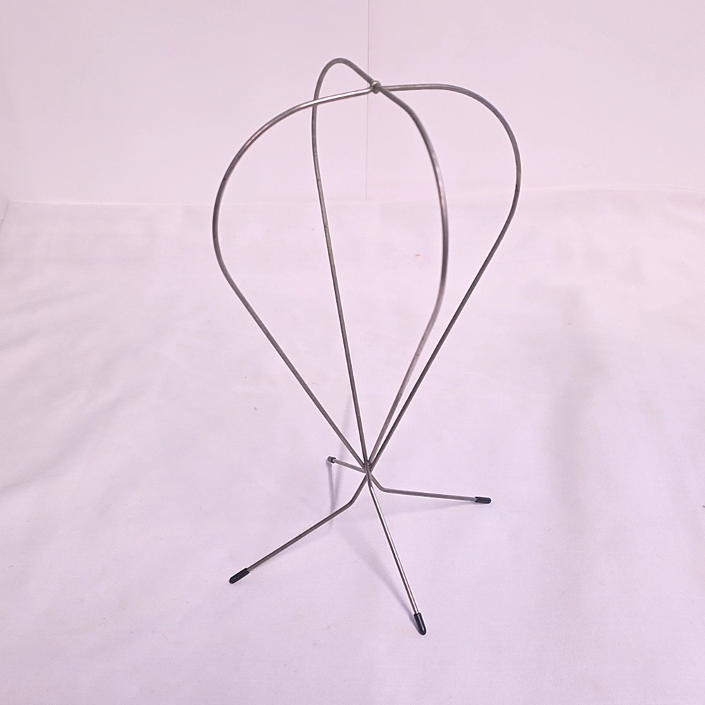 MCM Hat Stand Silver Chrome Wire Metal Tripod Tabletop Display Holder Industrial